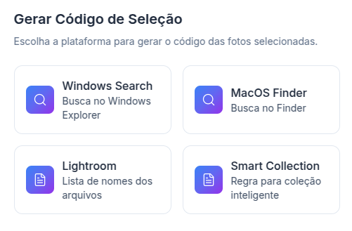 Gerador de códigos para software de edição